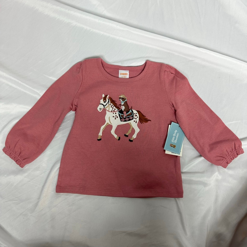 NWT Gymboree Girls Embroidered Horse Top Little Rocky Mountain Size 12-18 months